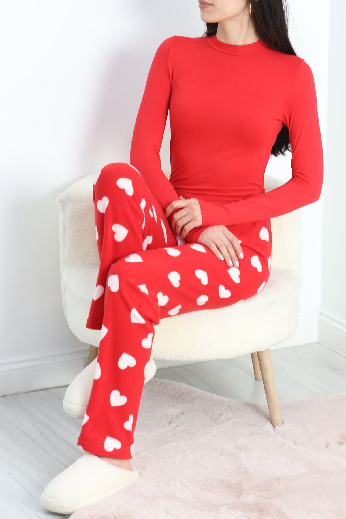 Polar Kumaş Pijama Altı Beyazkalpli - 20789.1287.