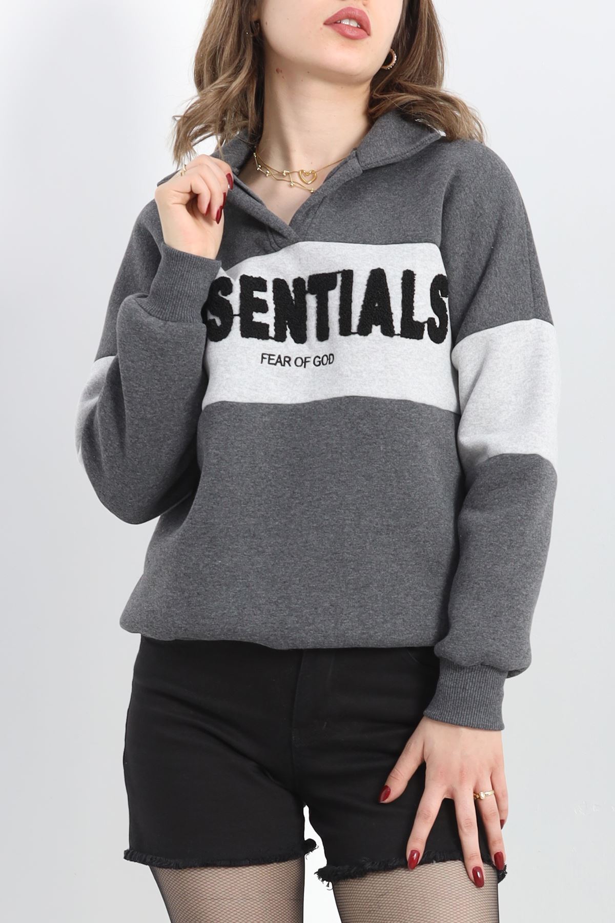 3 İplik Nakışlı Sweat Fümegri - 40027.1857.