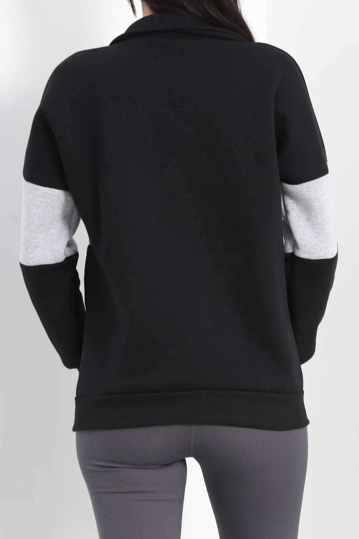 3 İplik Nakışlı Sweat Siyahgri - 40027.1857.