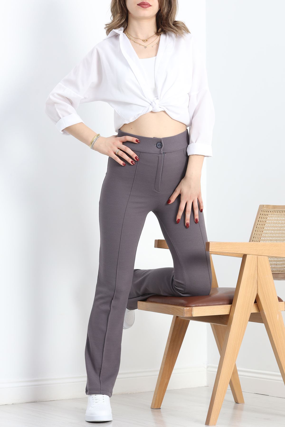 Çımalı Zra Krep Pantolon Füme - 30068.1884.
