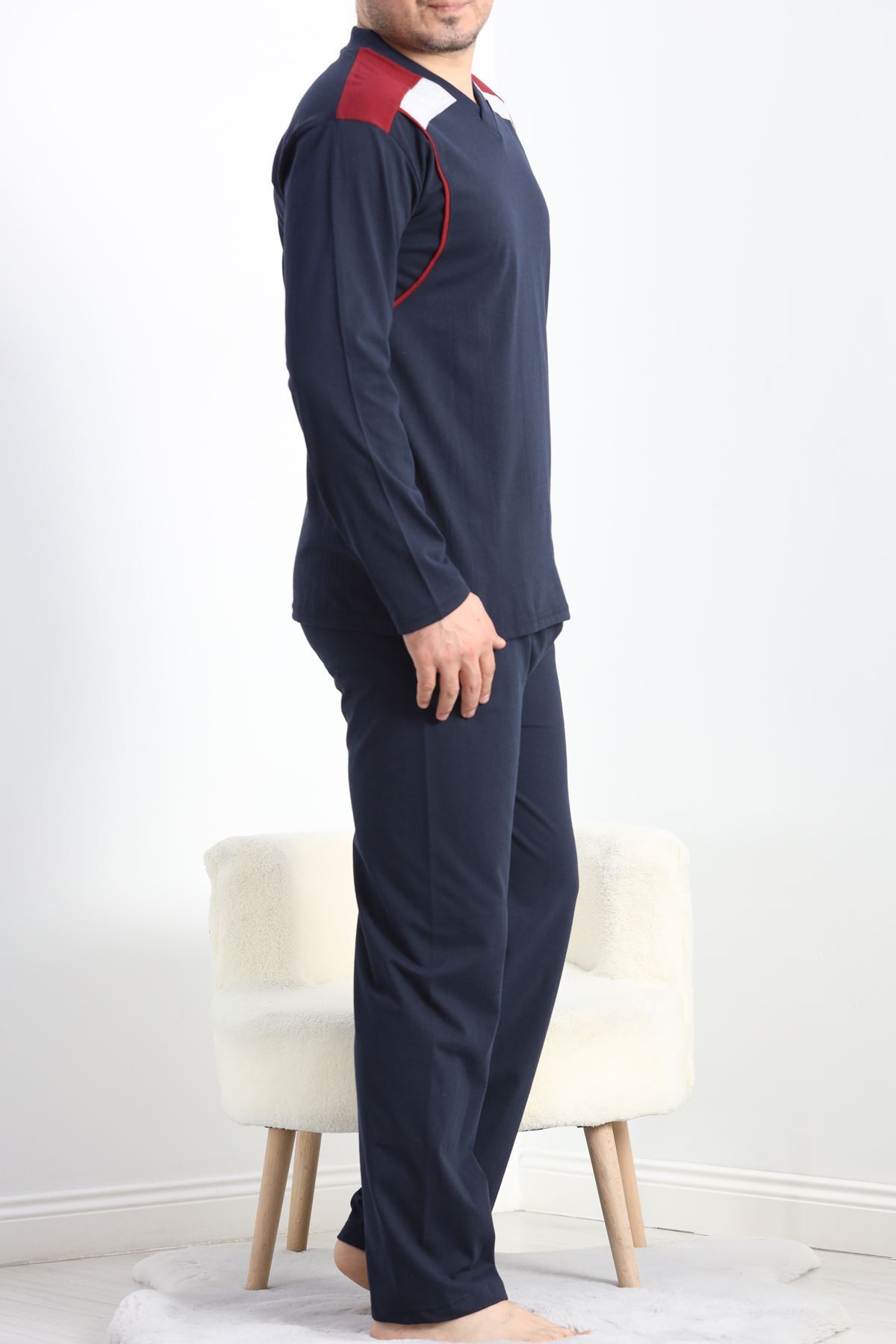 V Yaka Erkek Pijama Takımı Lacibordo - 40069.1838.