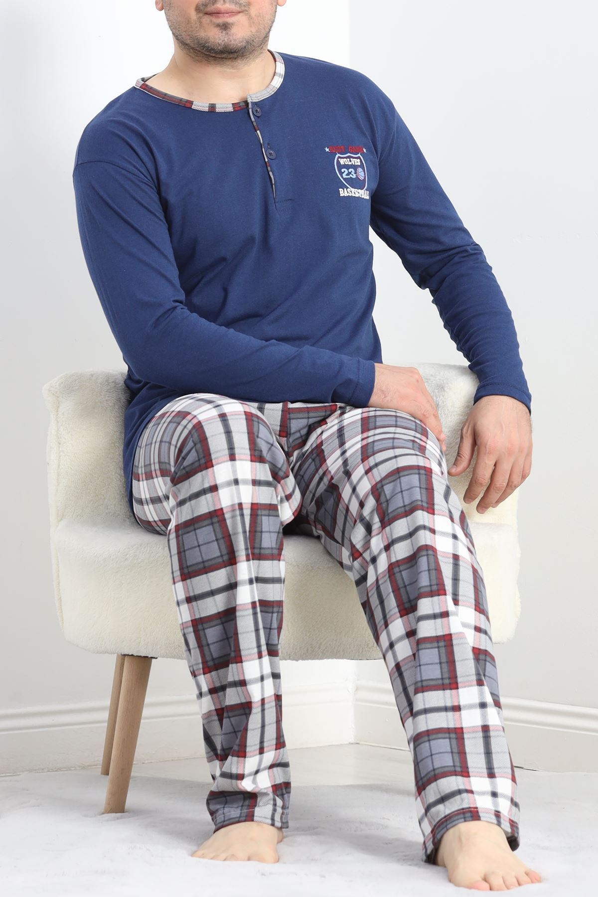 Sportif Erkek Pijama Takımı Lacivert - 40067.1838.