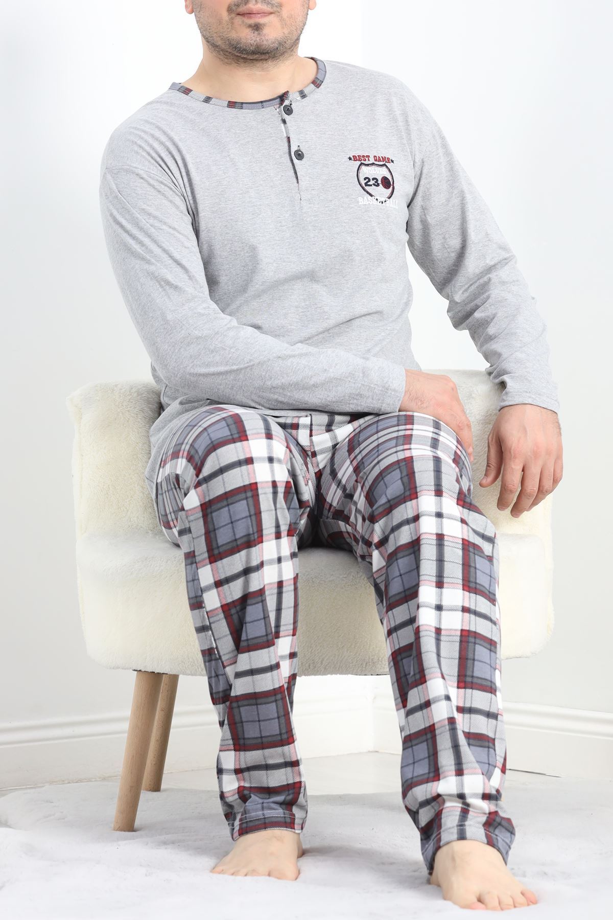 Sportif Erkek Pijama Takımı Gri - 40067.1838.