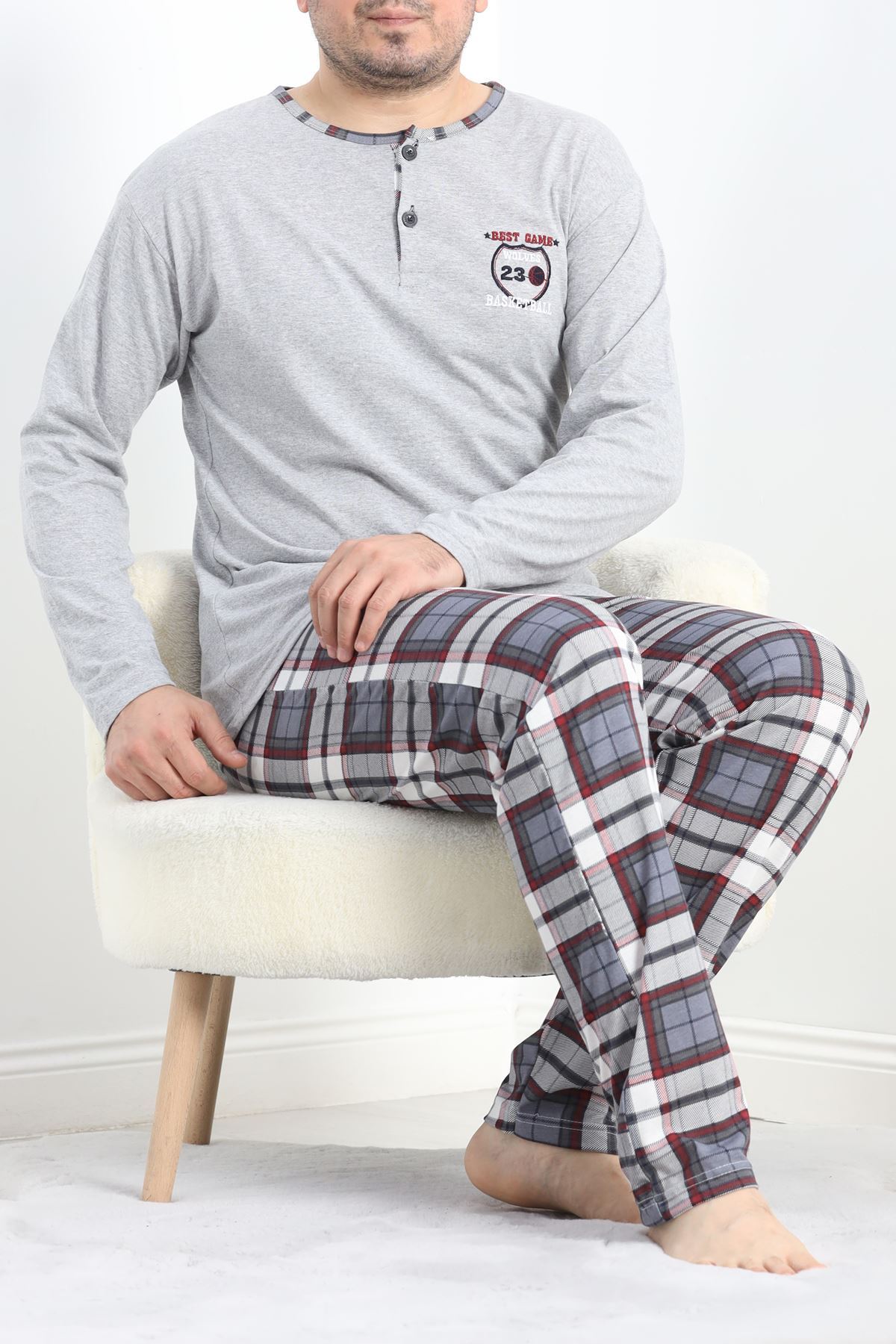Sportif Erkek Pijama Takımı Gri - 40067.1838.