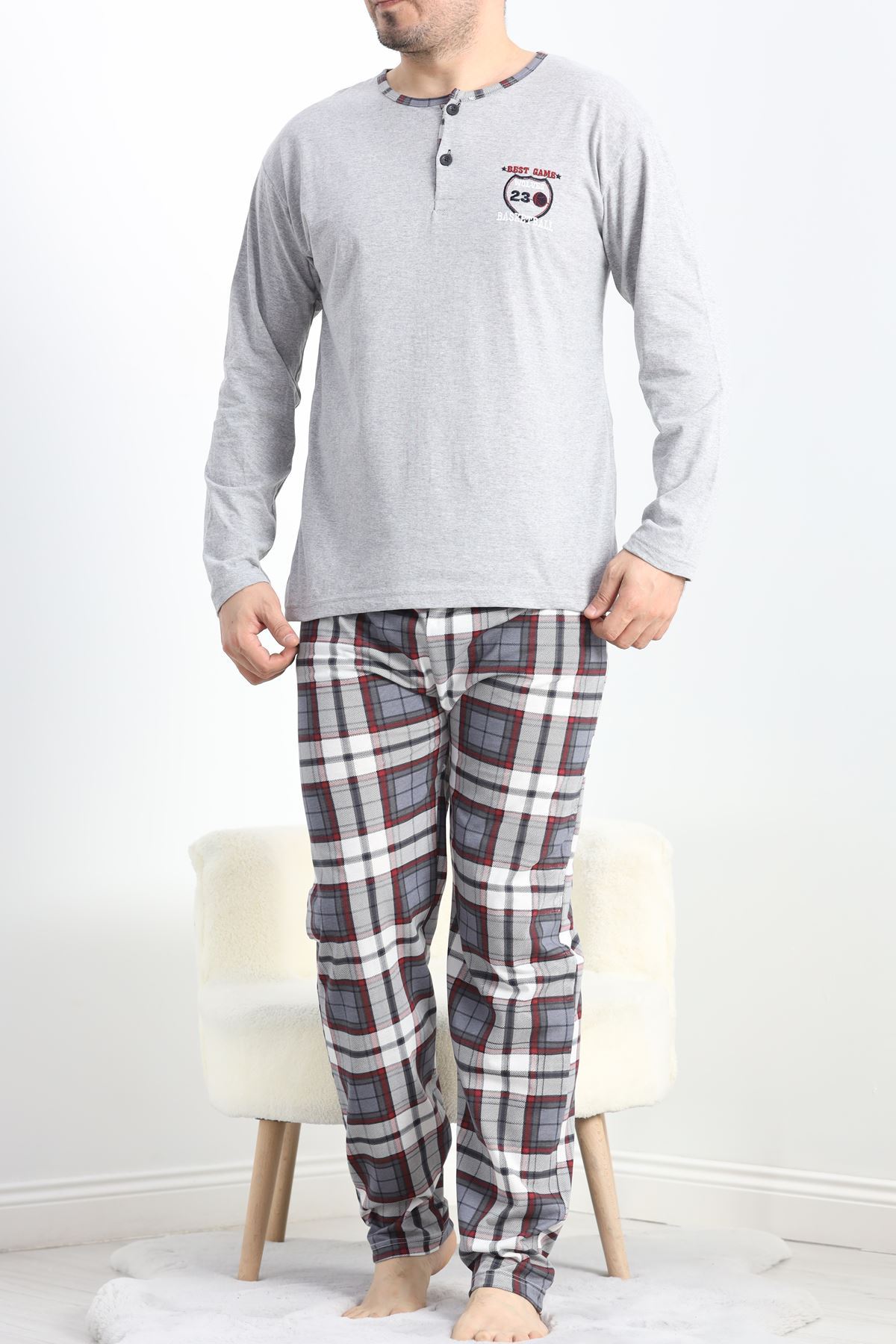 Sportif Erkek Pijama Takımı Gri - 40067.1838.