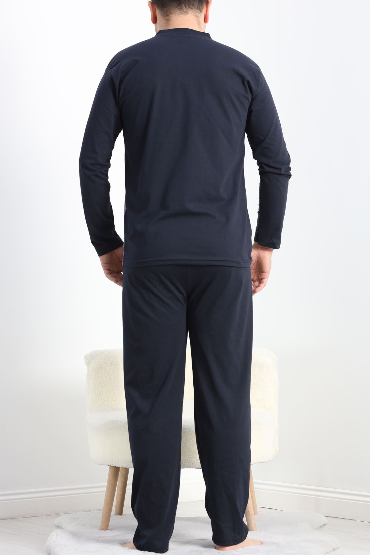 Jakarlı Erkek Pijama Takımı Gribeyaz - 40064.1838.