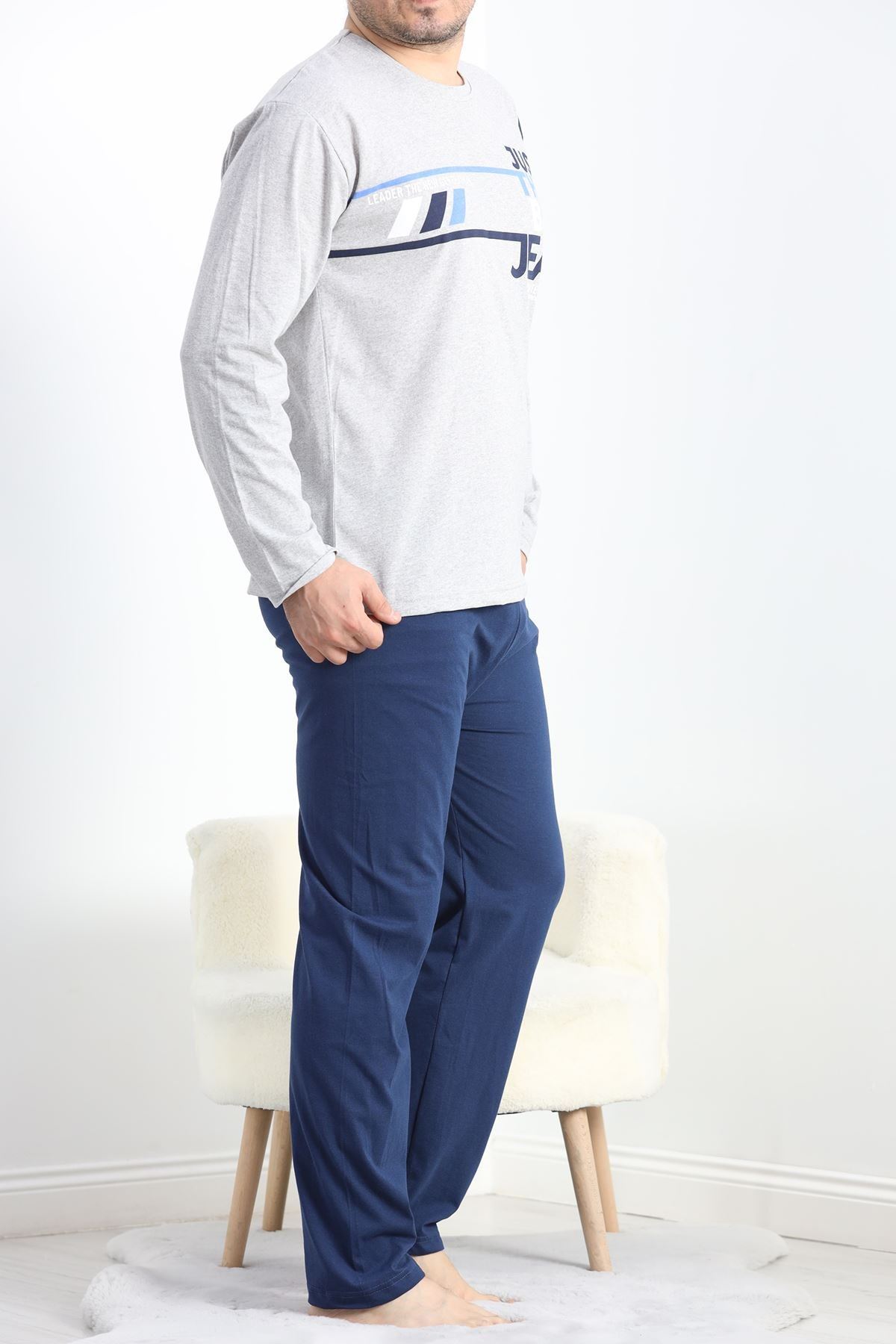 Baskılı Erkek Pijama Takımı Grimavi - 19545.1838.