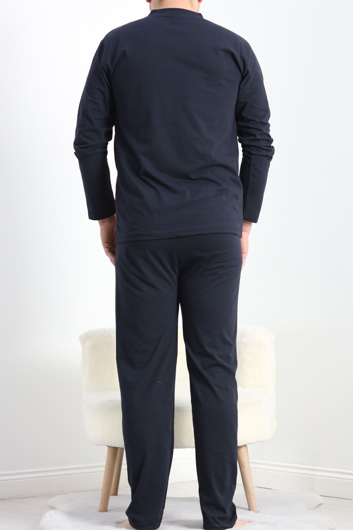 Jakarlı Erkek Pijama Takımı Bordo - 40064.1838.