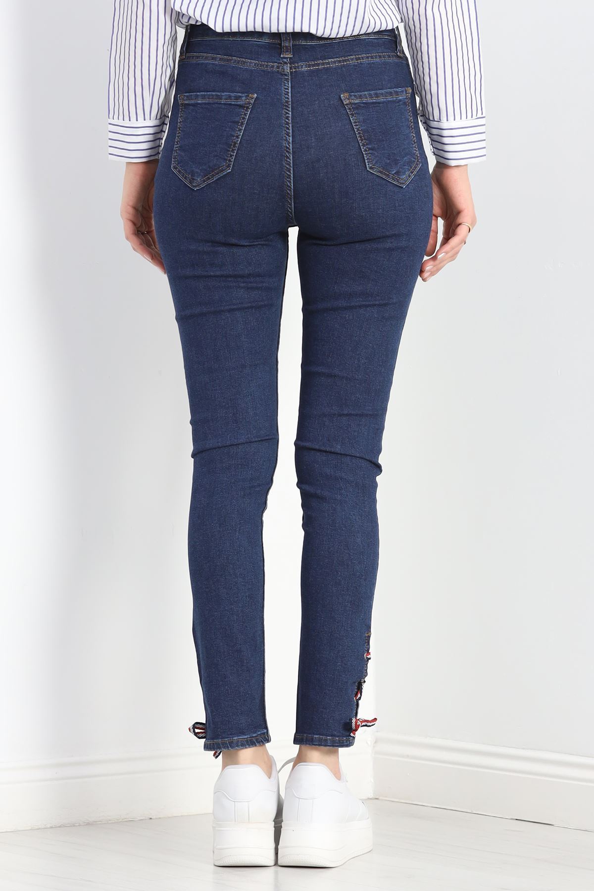 Paça Bağcıklı Kot Pantolon Mavi - 19568.1831.