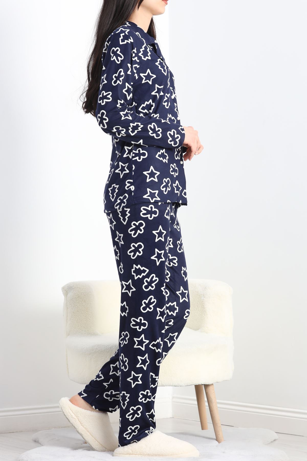Süet Pijama Takımı Lacivert - 40003.1049.