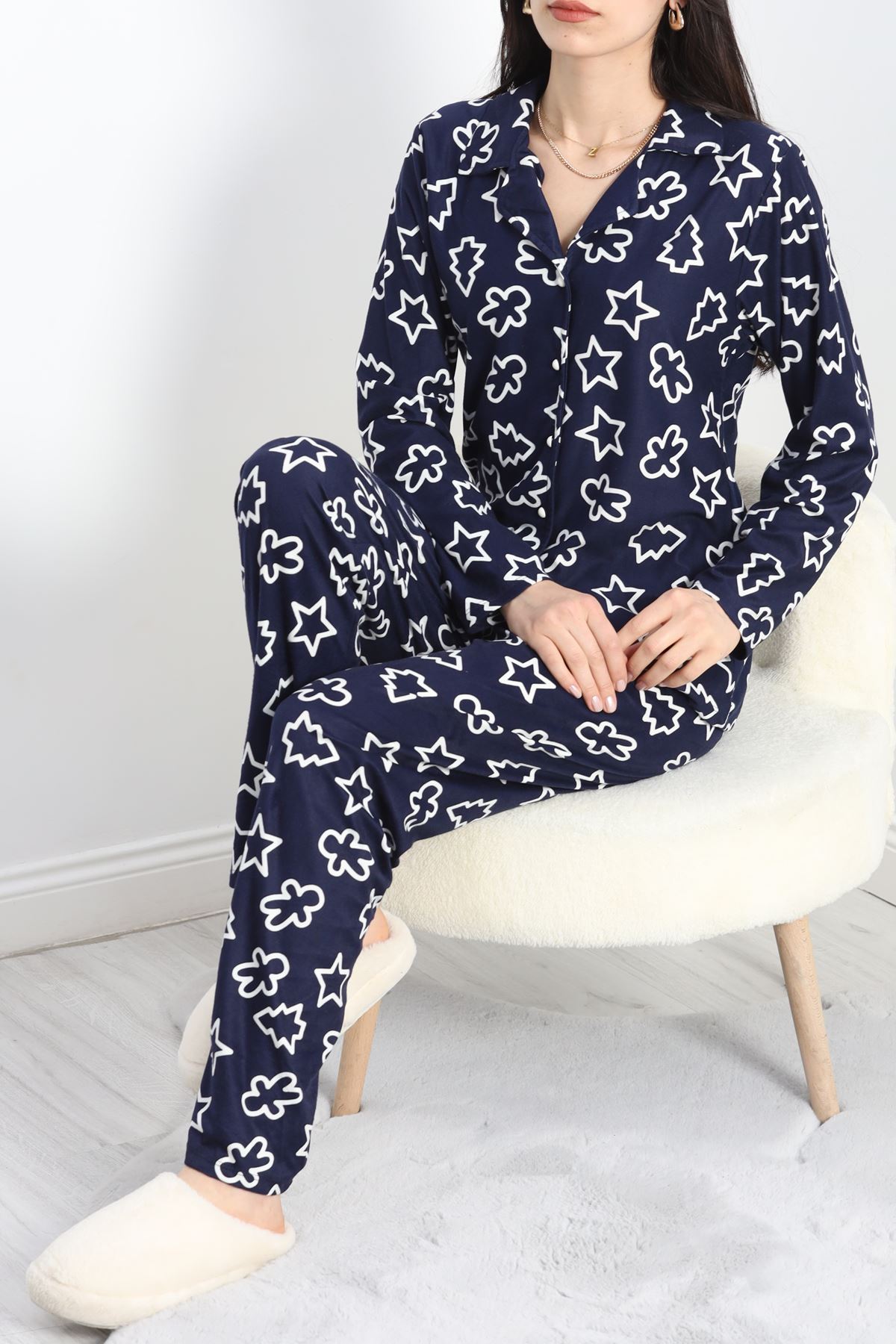 Süet Pijama Takımı Lacivert - 40003.1049.