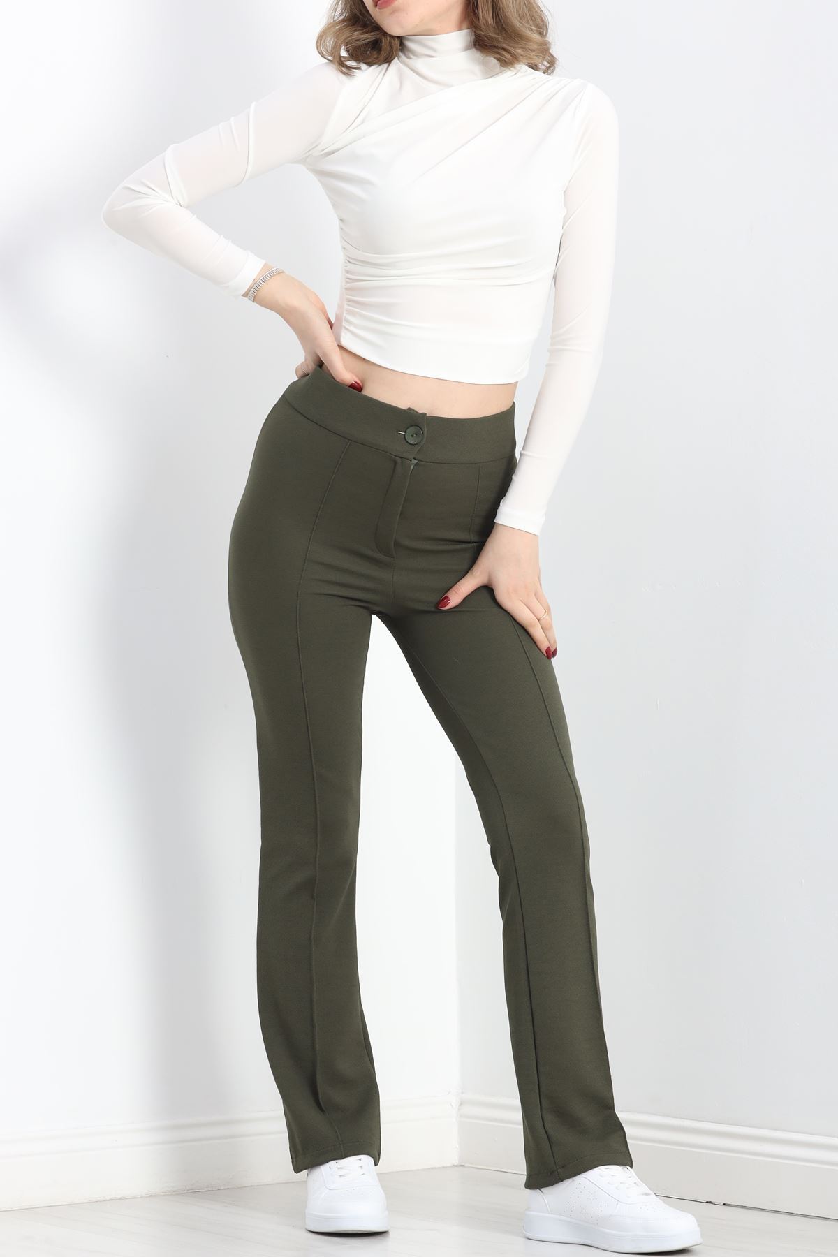Çımalı Zra Krep Pantolon Haki - 30068.1884.