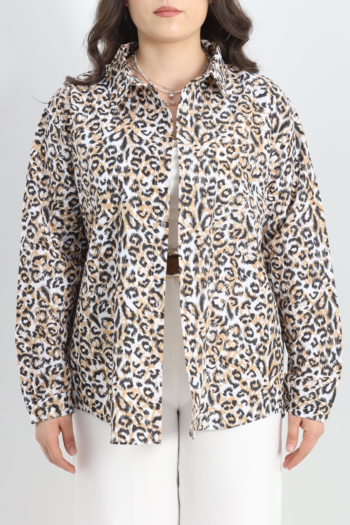 Terikoton Büyük Beden Gömlek Leopar - 50007.1874.