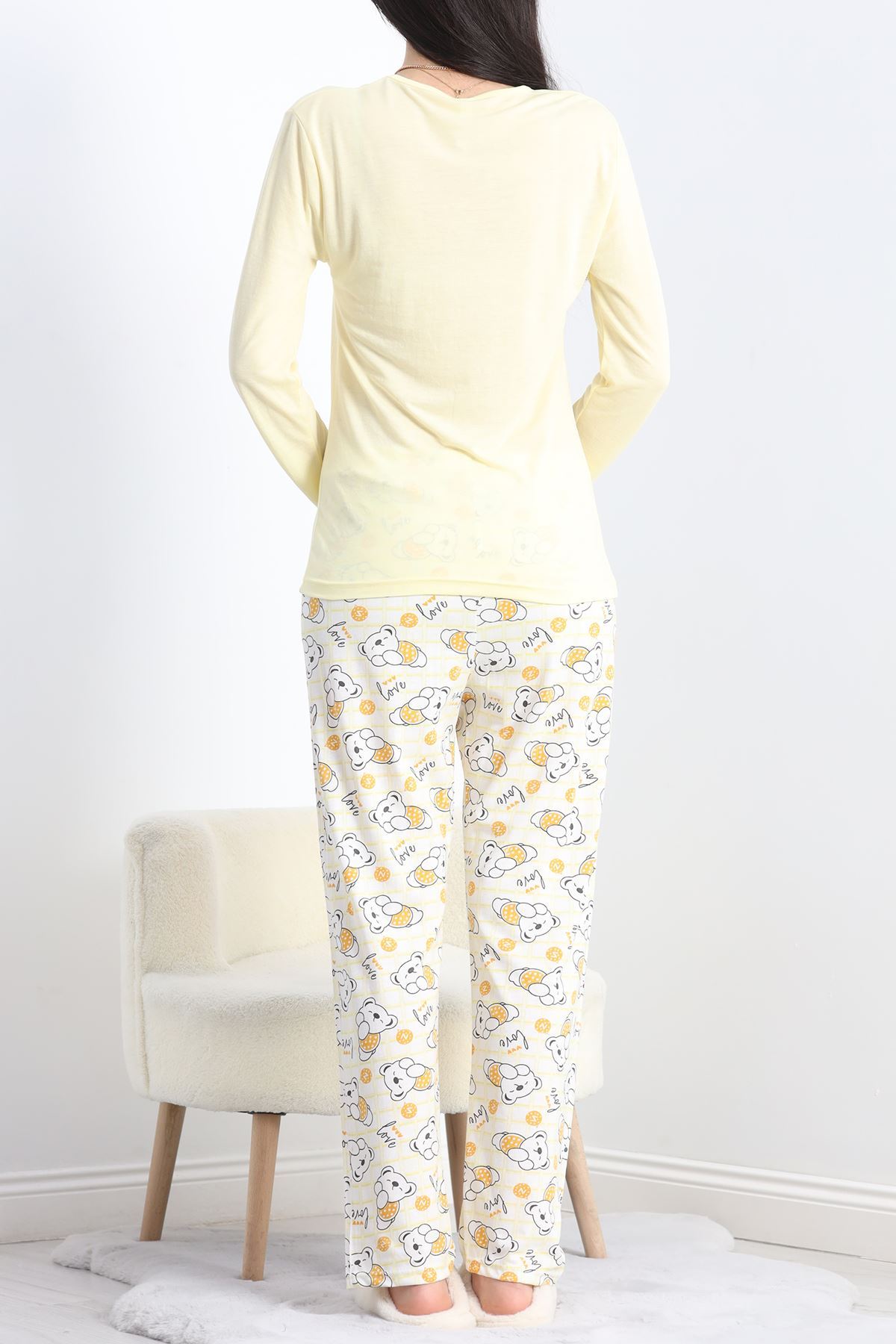 Baskılı Polivskon Pijama Takımı Sarı - 40091.1287.