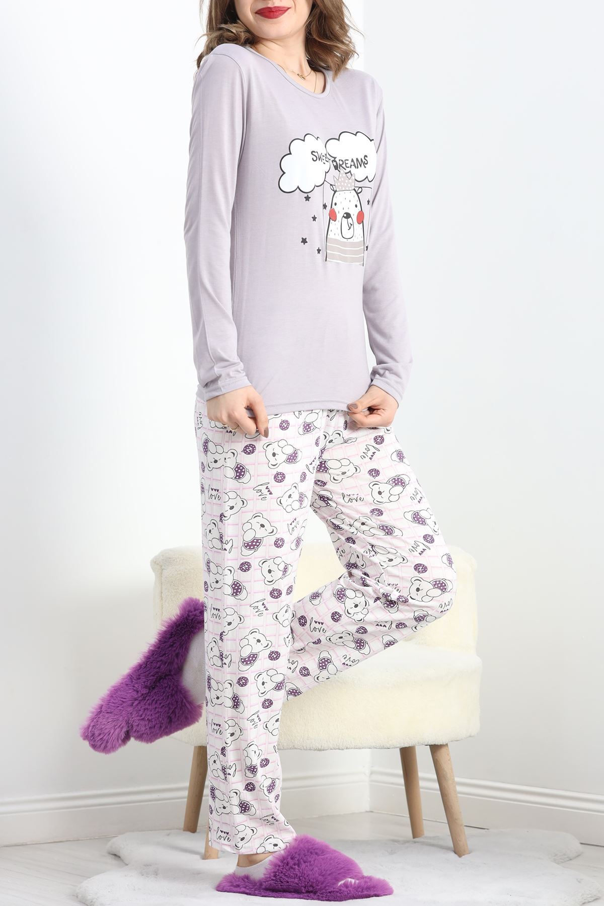 Baskılı Polivskon Pijama Takımı Açıkvizon - 40091.1287.