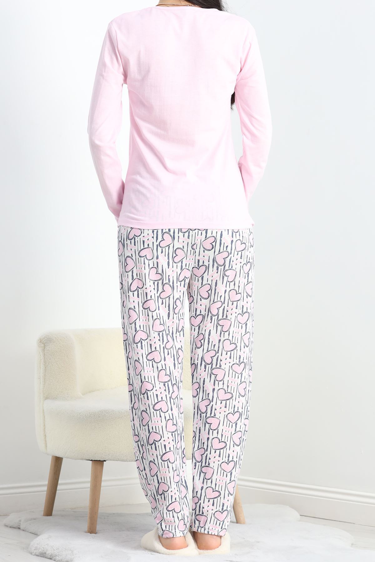 Baskılı Polivskon Pijama Takımı Pembesiyah - 40091.1287.