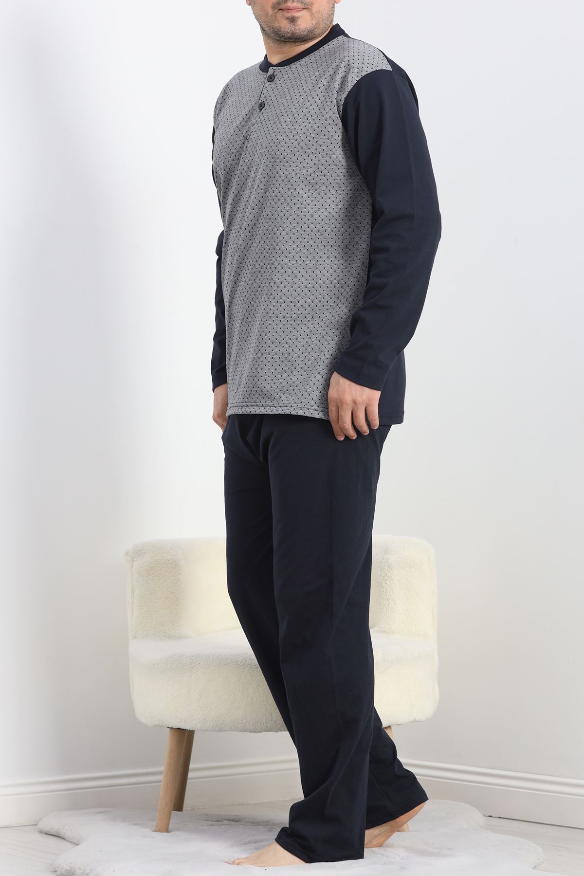 Jakarlı Erkek Pijama Takımı Gridesenli - 40063.1838.