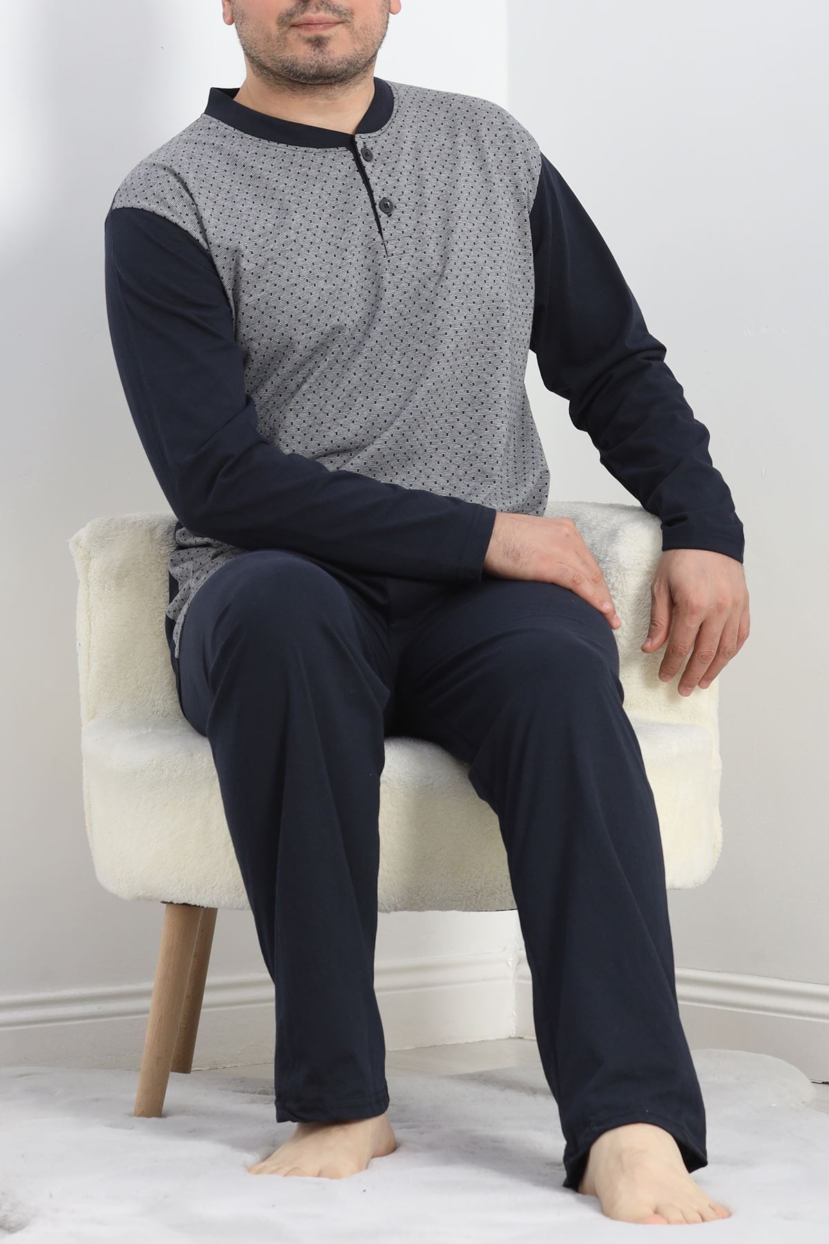Jakarlı Erkek Pijama Takımı Gridesenli - 40063.1838.