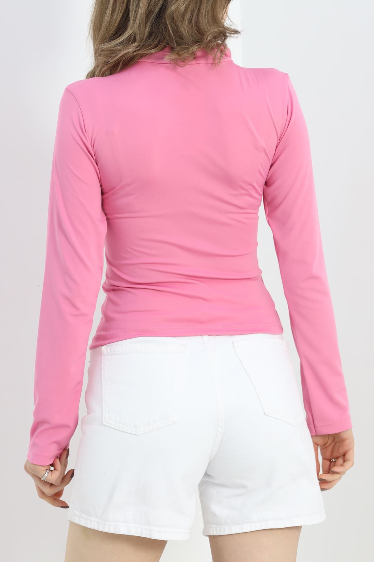 Biyeli Fermuarlı Body Pembe - 40077.1855.