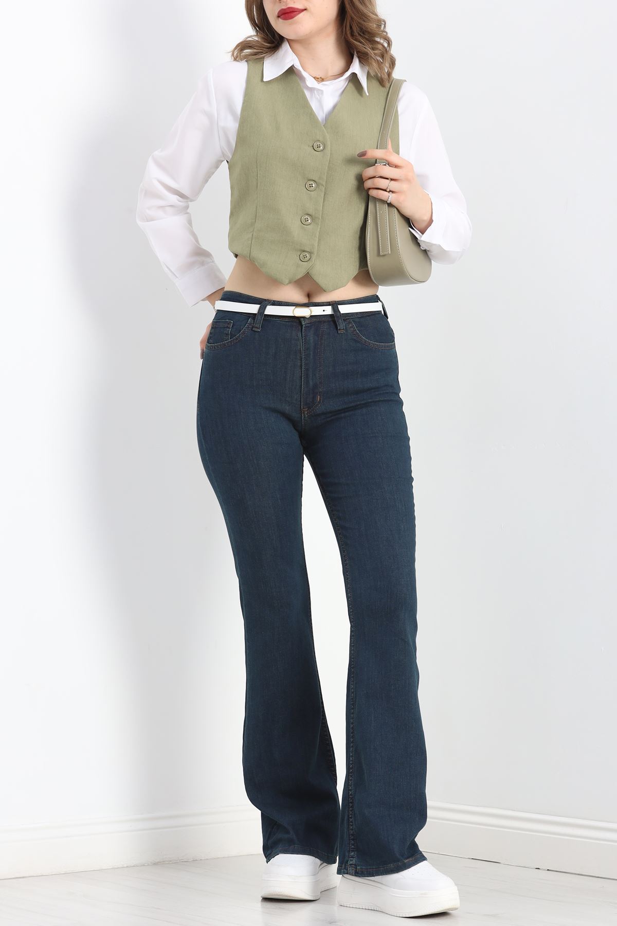 İspanyol Paça Kot Pantolon Yeşiltint - 30069.1831.