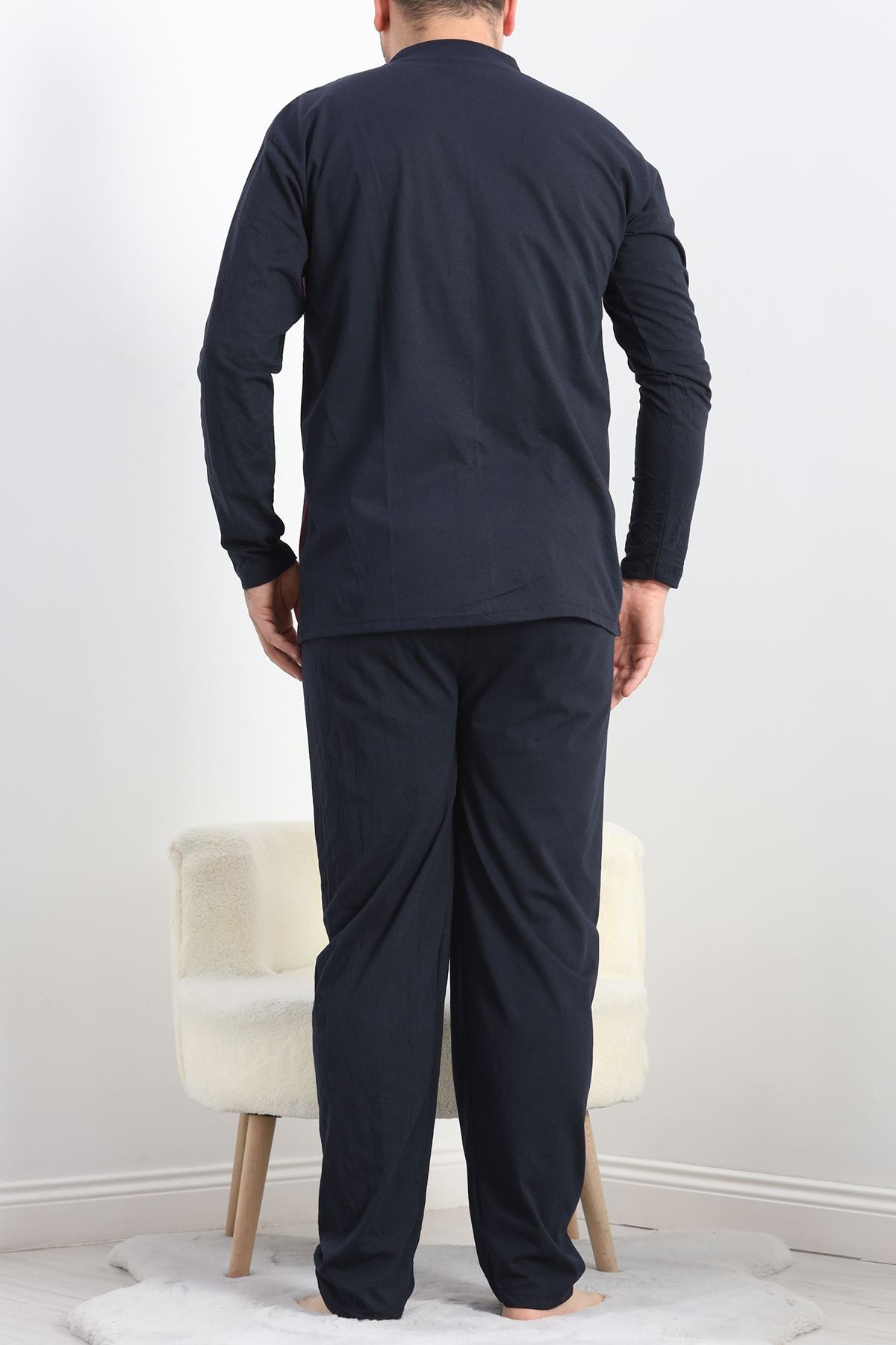 Jakarlı Erkek Pijama Takımı Bordo1 - 40064.1838.