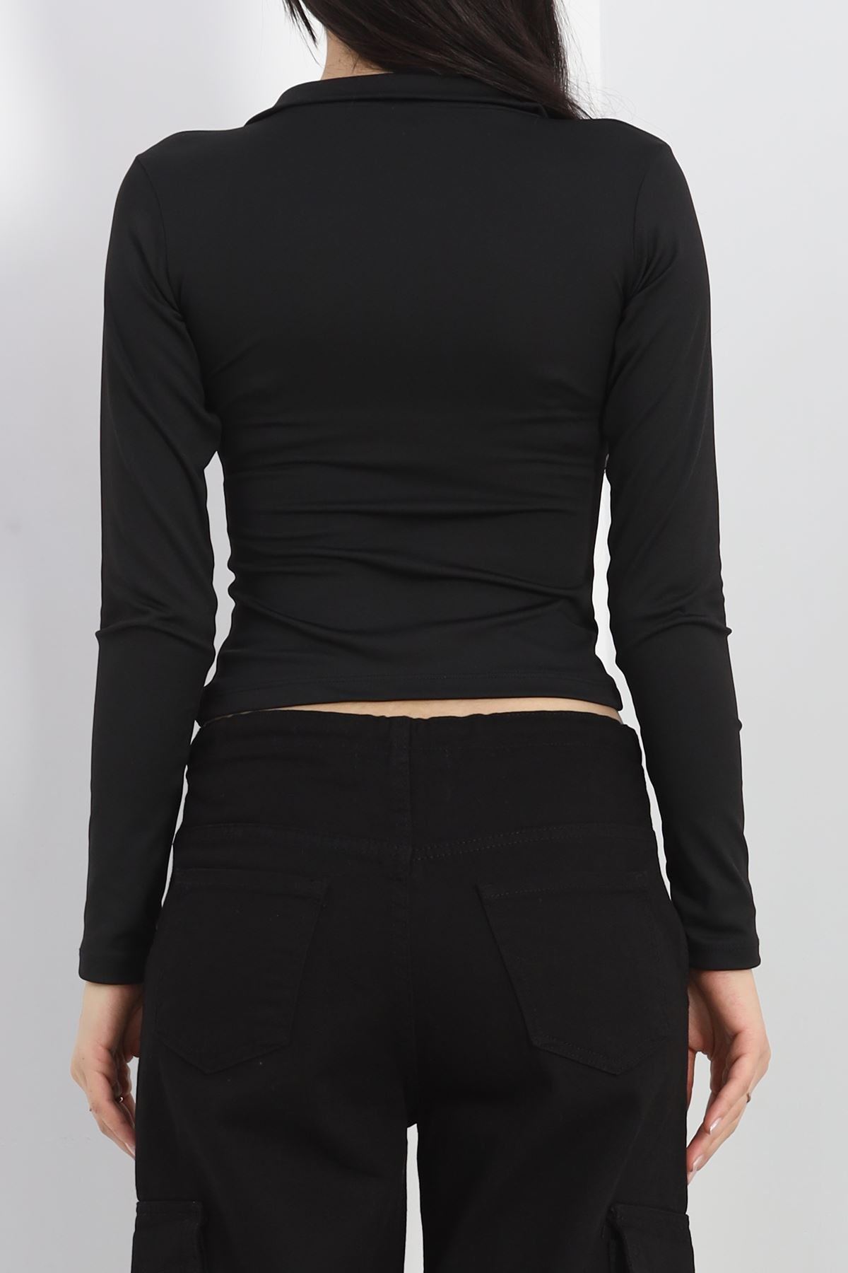 Biyeli Fermuarlı Body Siyah - 40077.1855.