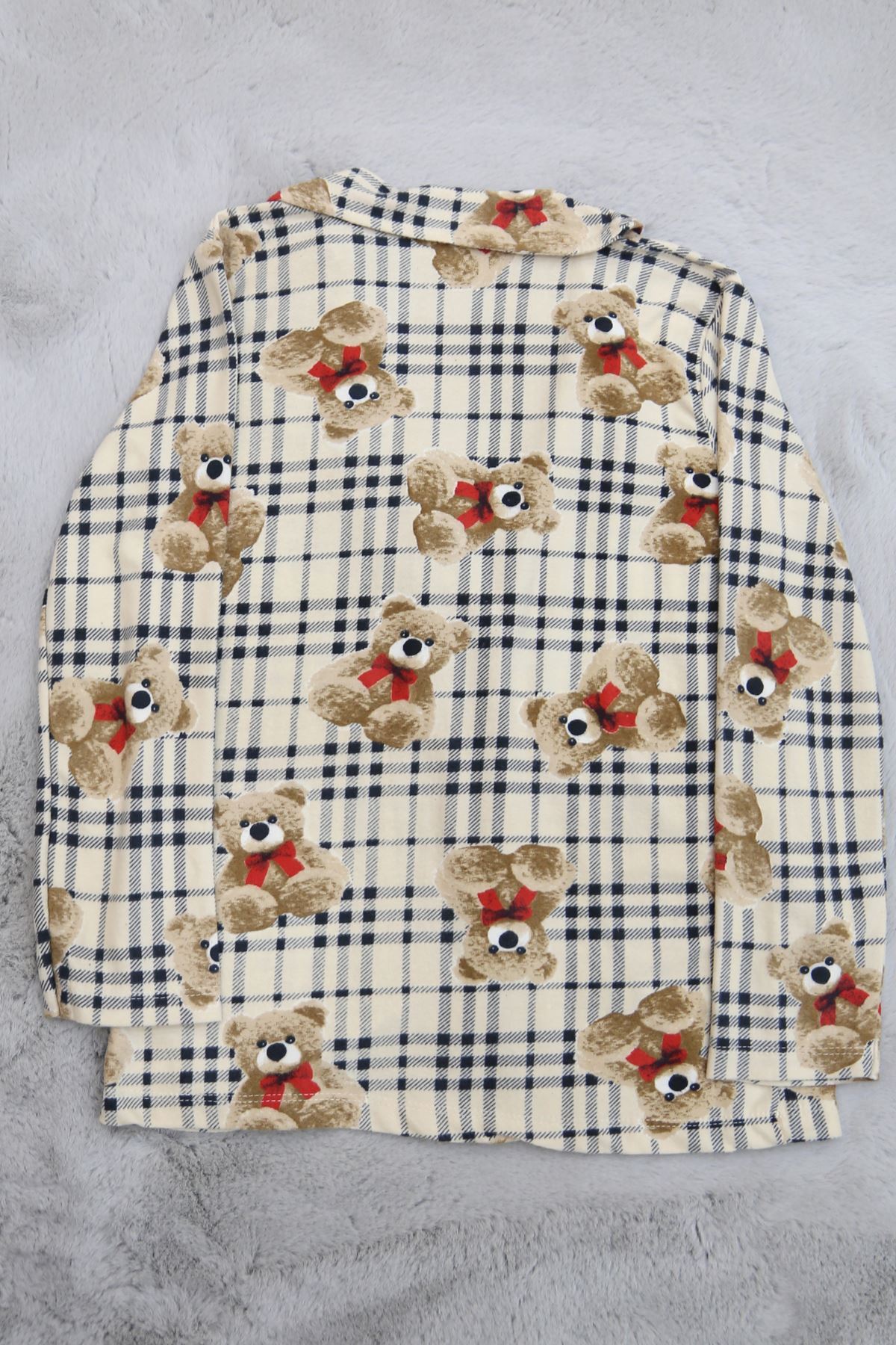 7-11 Yaş Düğmeli Çocuk Pijama Takımı Bej - 19583.1913.