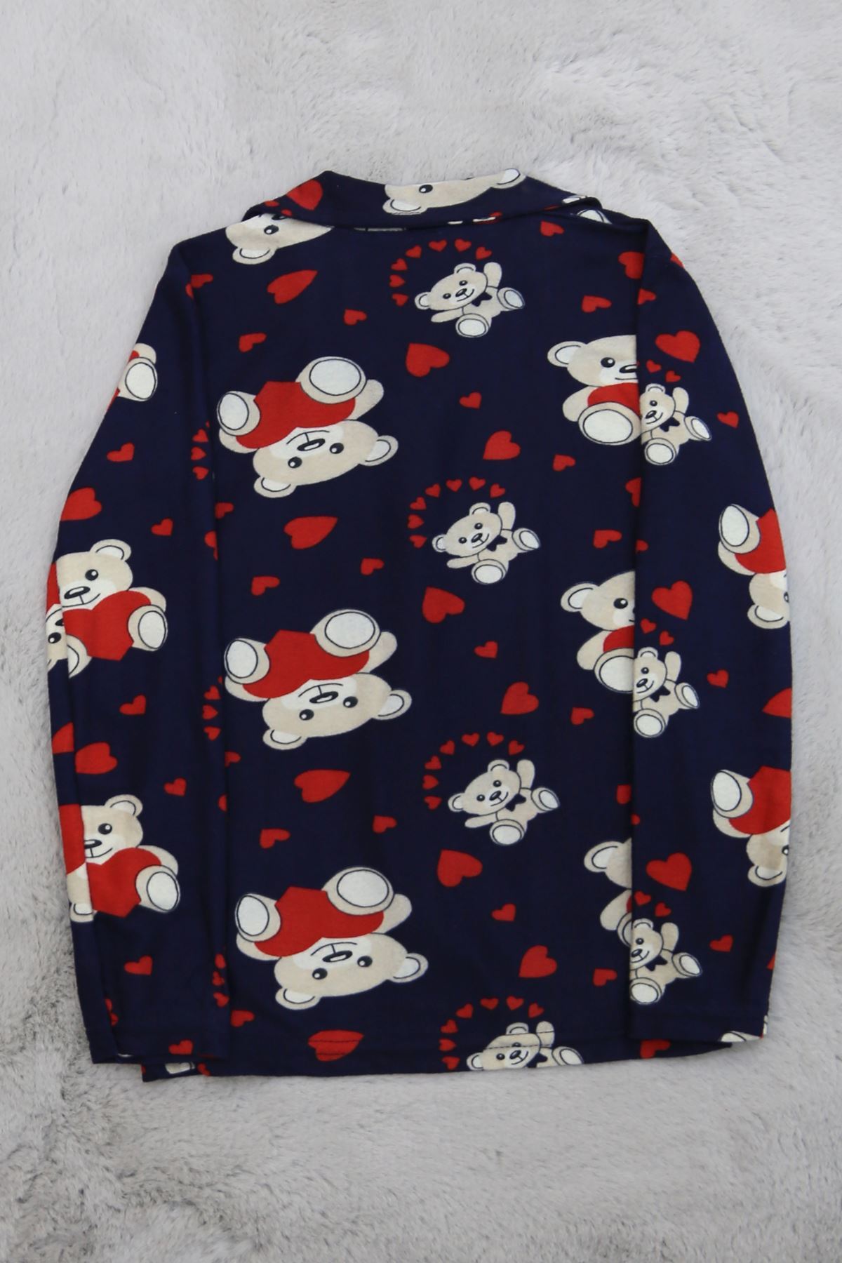 3-7 Yaş Süet Çocuk Pijama Takımı Lacivert - 19582.1913.