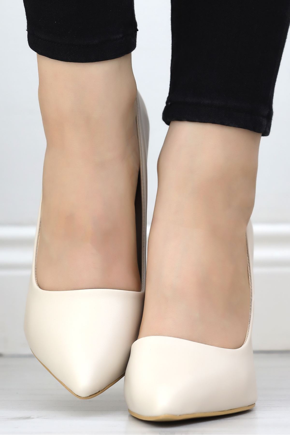 10 Cm Topuklu Stiletto Krem - 19581.264.