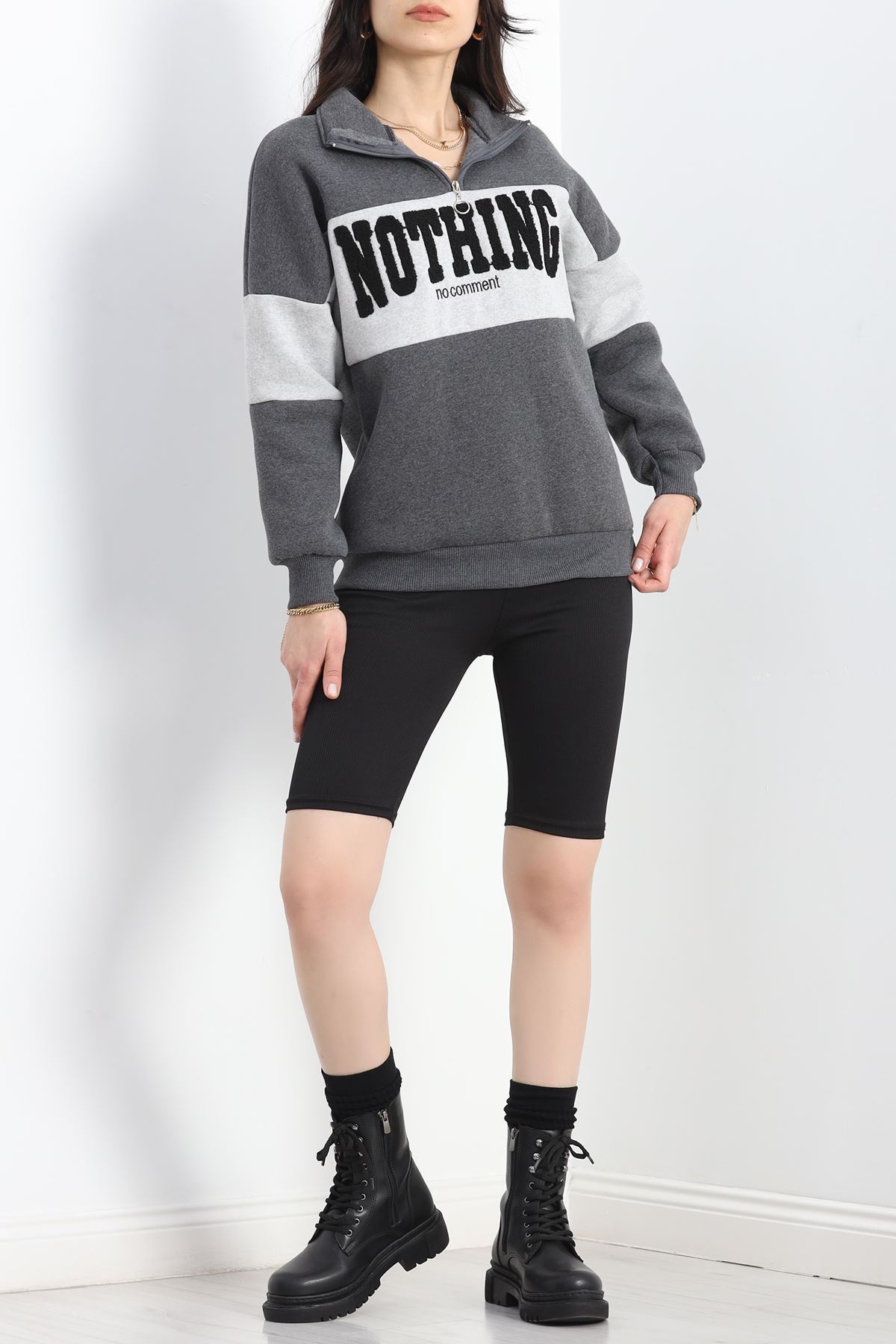 Fermuarlı 3 İplik Sweat Fümegri - 40028.1857.
