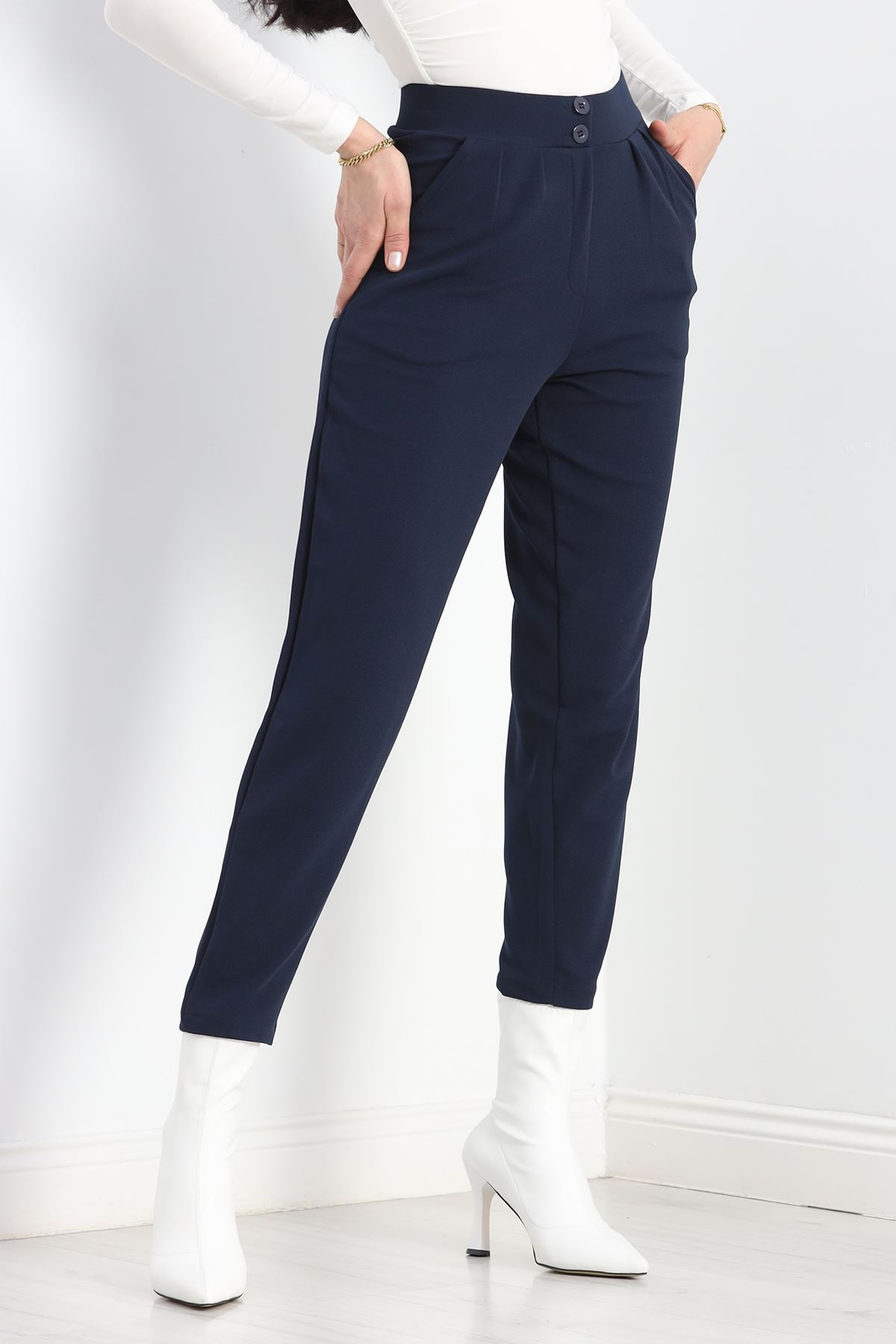 Zra Kumaş Balon Pantolon Lacivert - 50048.1865.
