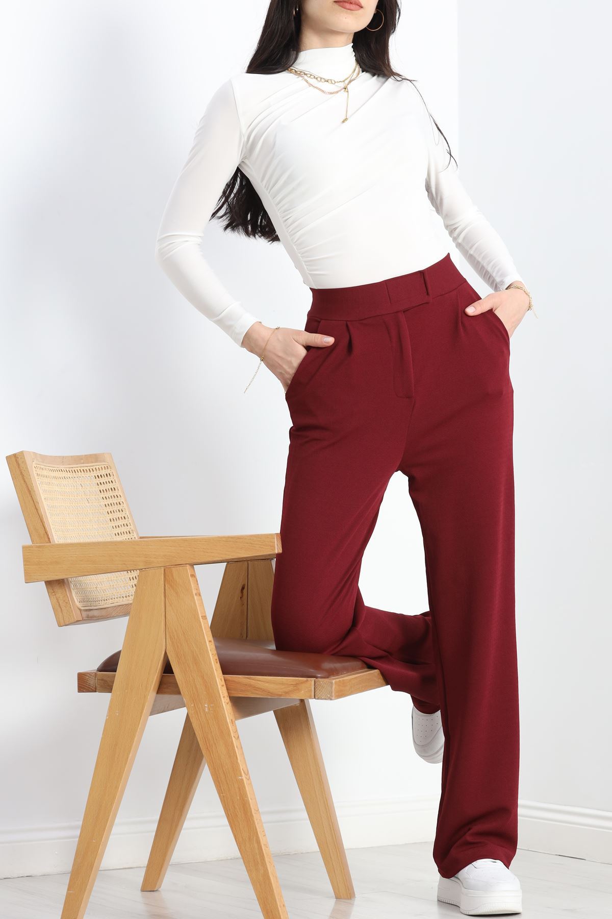 Cırtlı Pantolon Bordo - 2121.1254.