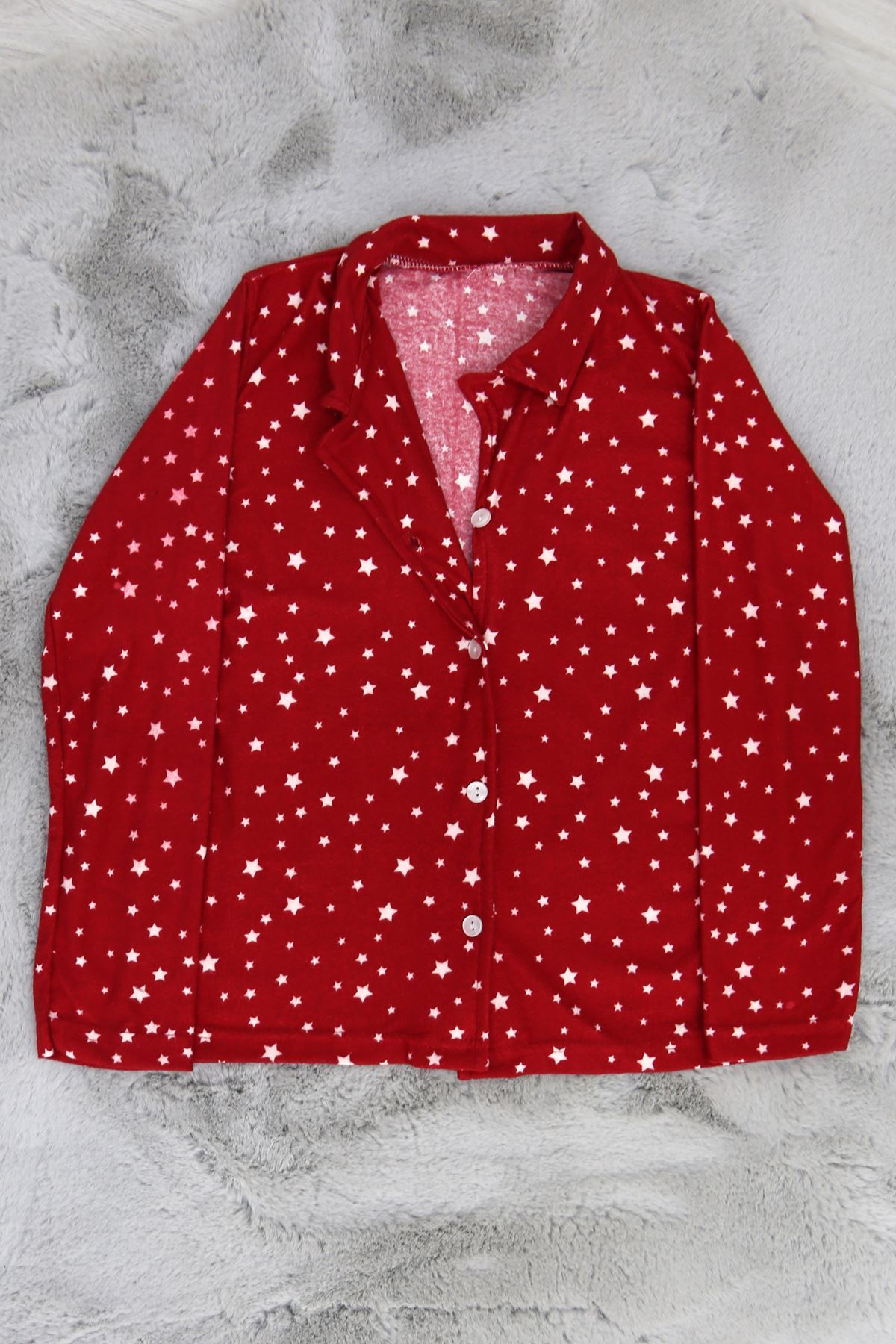 6-13 Yaş Süet Çocuk Pijama Takımı Kırmızı - 30122.1910.
