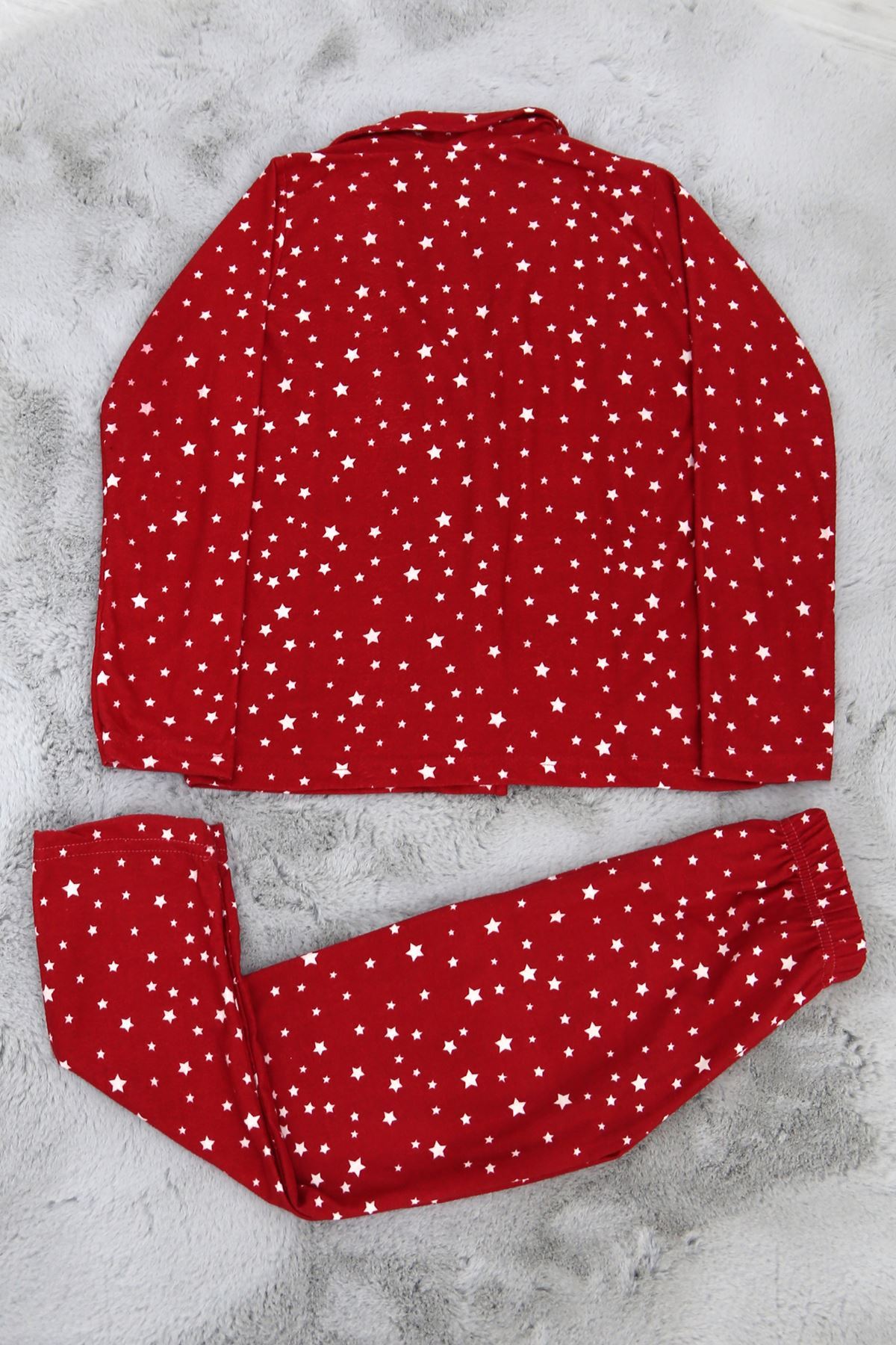 6-13 Yaş Süet Çocuk Pijama Takımı Kırmızı - 30122.1910.