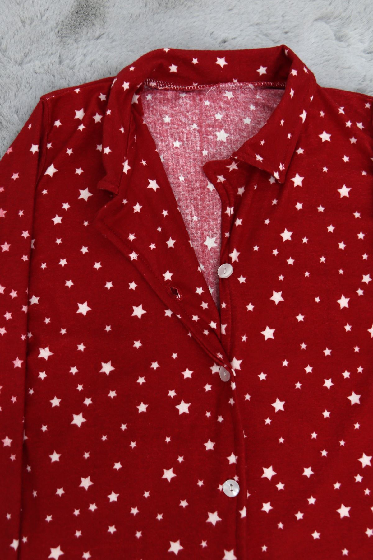 6-13 Yaş Süet Çocuk Pijama Takımı Kırmızı - 30122.1910.