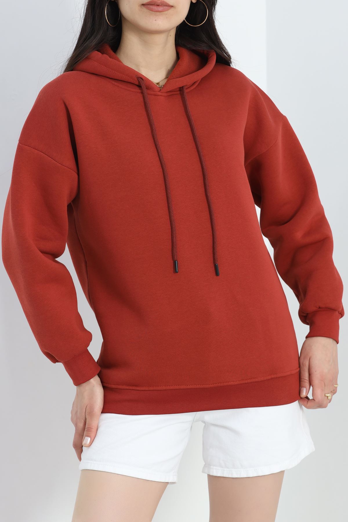 Kapşonlu Basic Sweat Kiremit - 20074.1878.