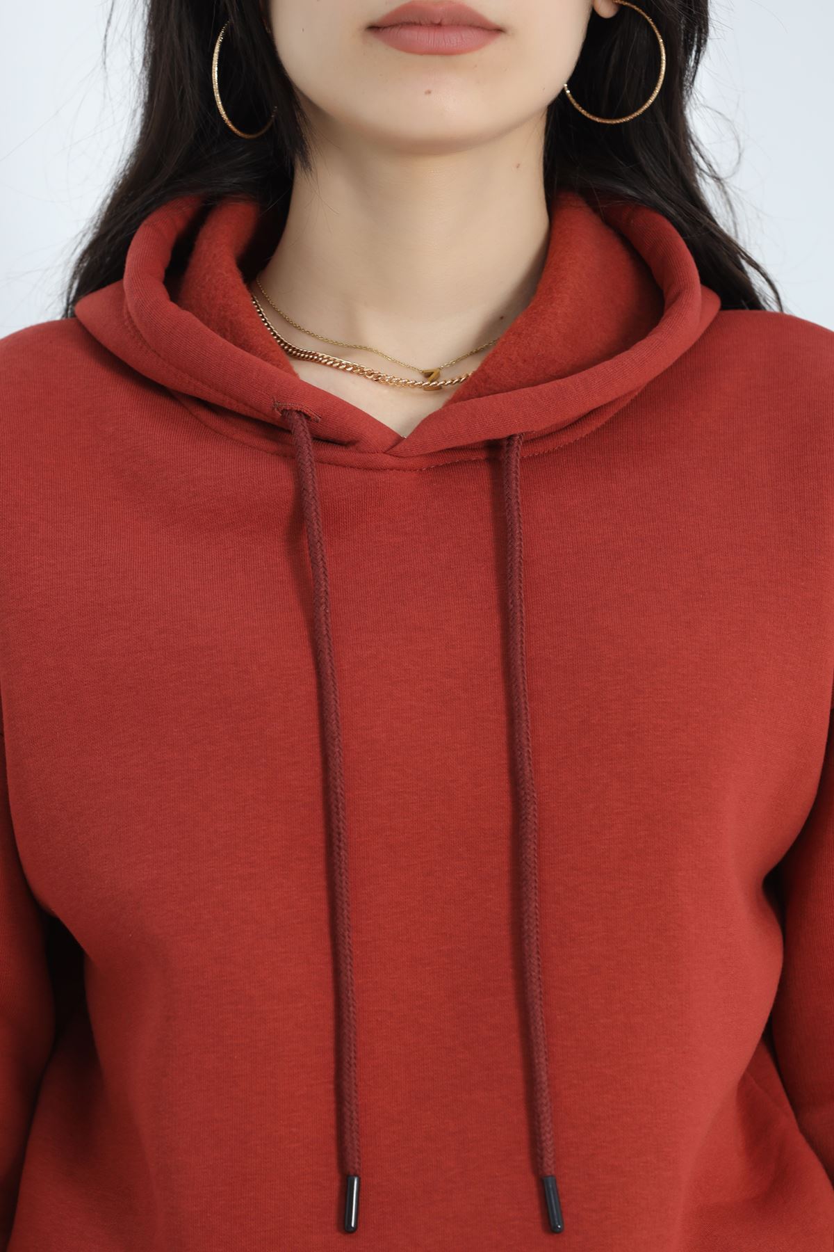 Kapşonlu Basic Sweat Kiremit - 20074.1878.