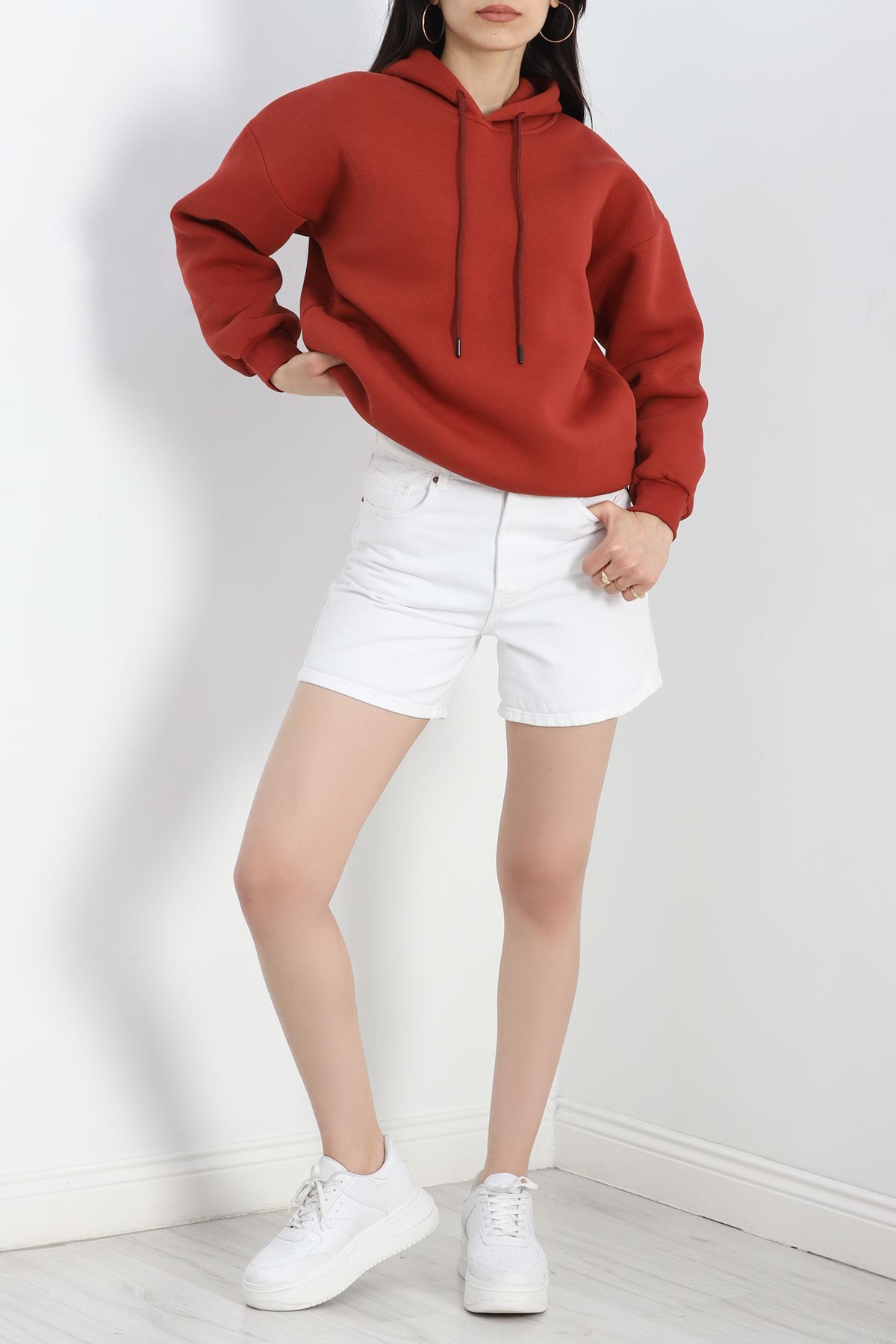 Kapşonlu Basic Sweat Kiremit - 20074.1878.