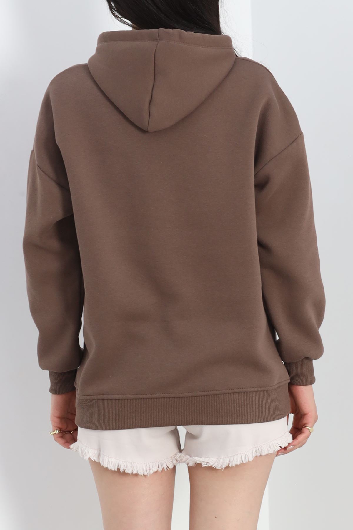 Kapşonlu Basic Sweat Açıkkahve - 20074.1878.