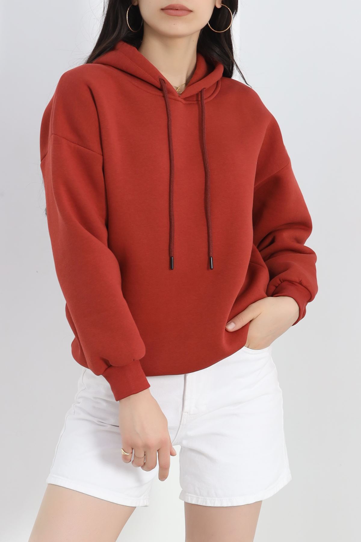 Kapşonlu Basic Sweat Kiremit - 20074.1878.