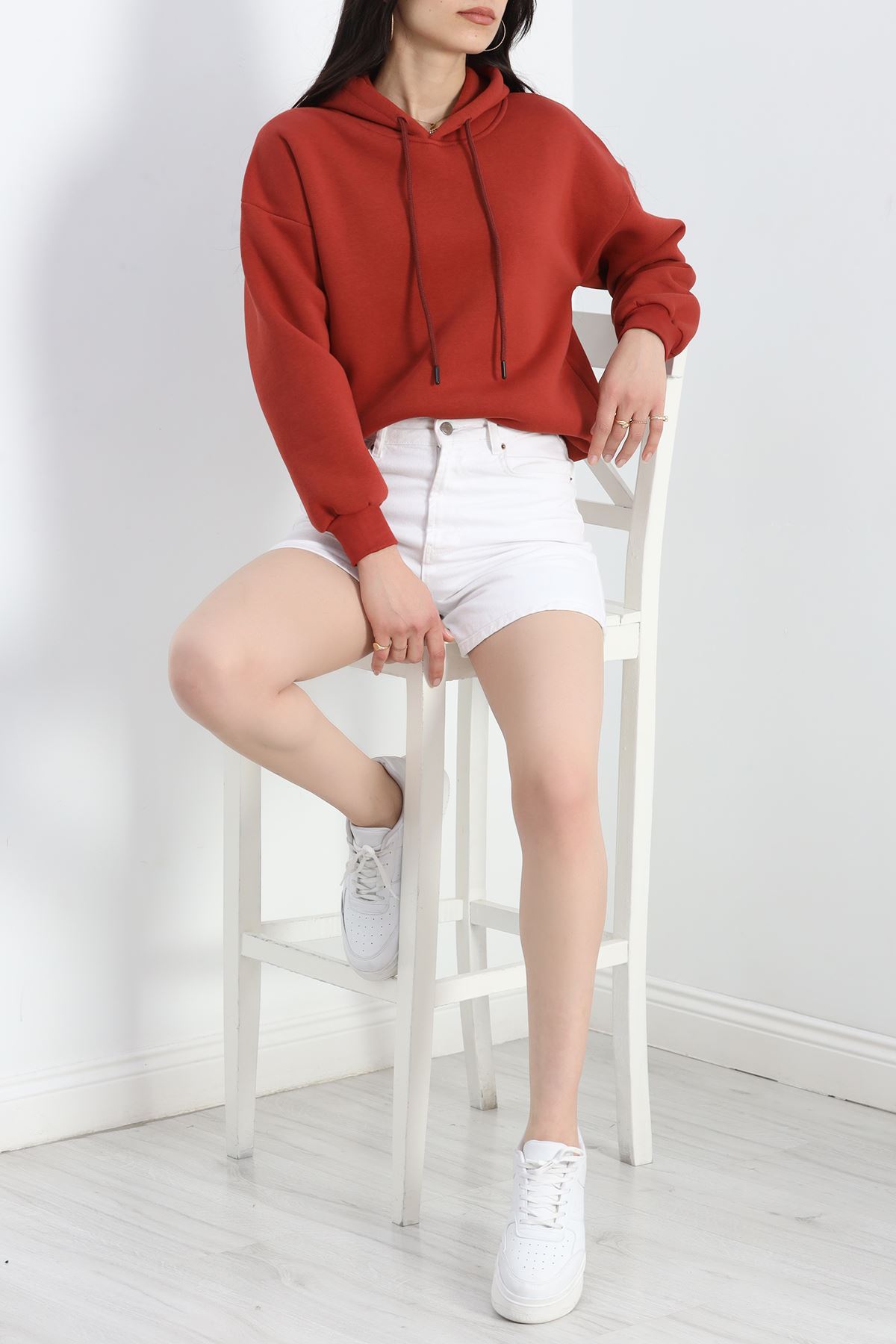 Kapşonlu Basic Sweat Kiremit - 20074.1878.